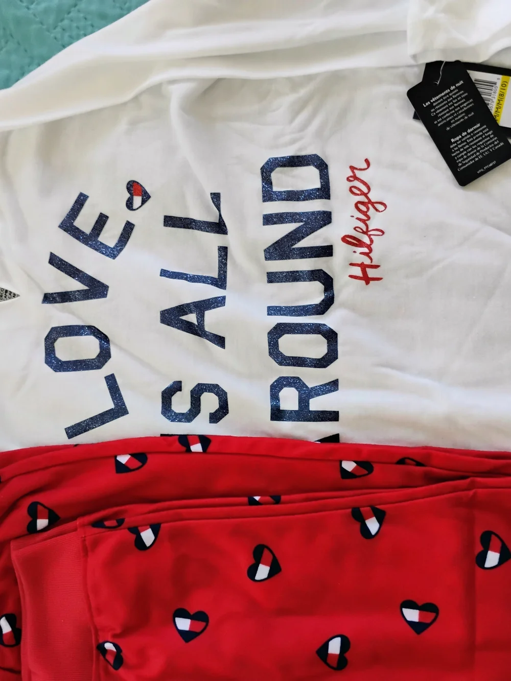 Tommy Hilfiger Kids White and Red Pajama Set